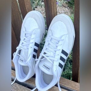 Adidas Men's White and Black Striped Sneakers